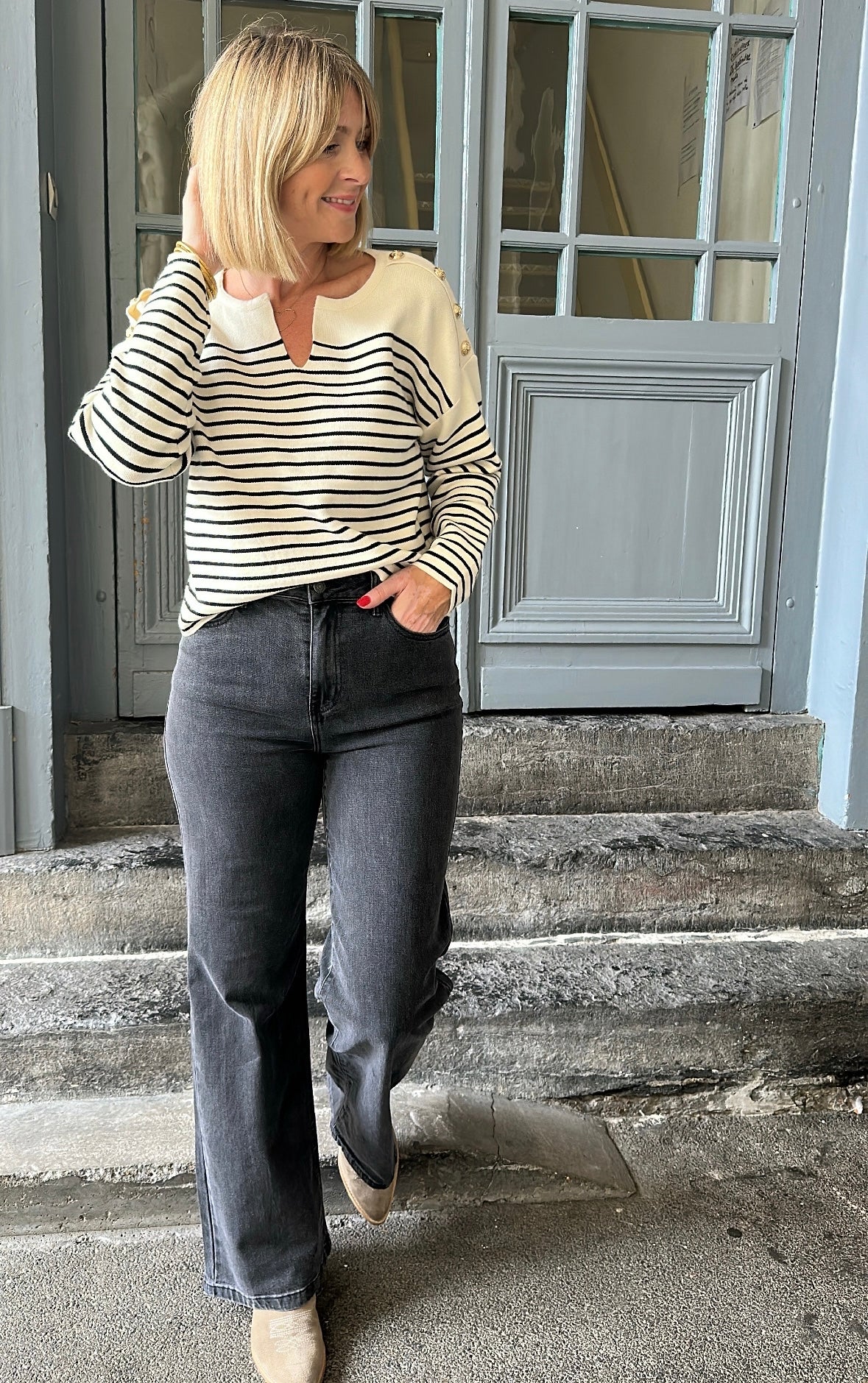 Jean Wide Leg gris GABRIEL ORAIJE