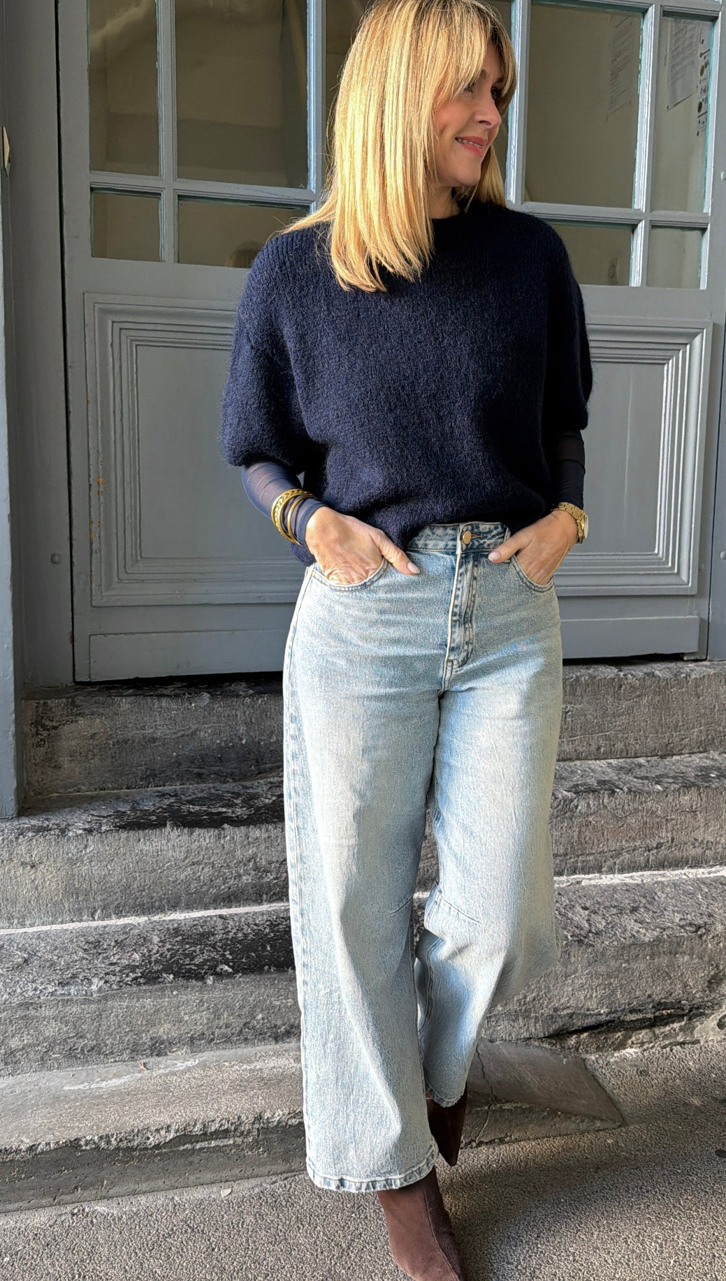 Top en mesh LYLIA Bleu marine