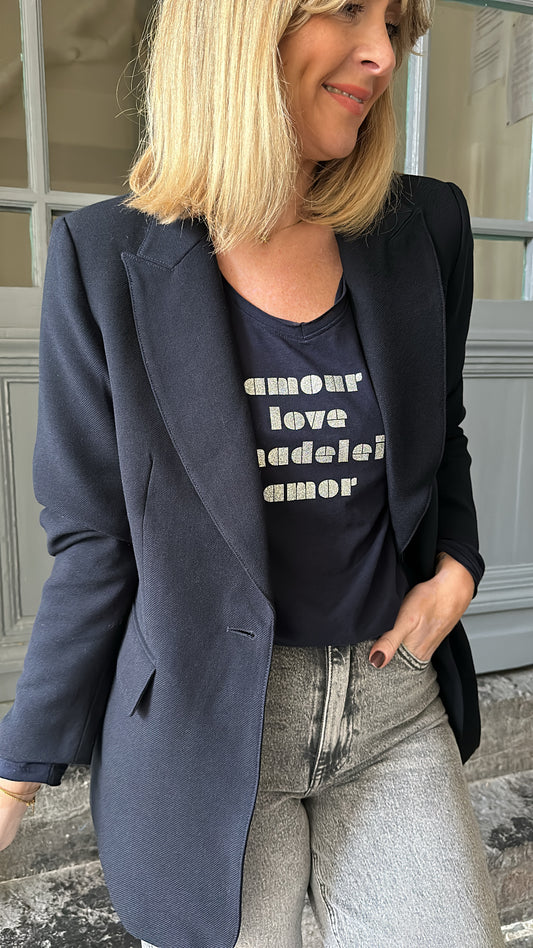 T-shirt bleu marine LOVE ANOUK&NINON