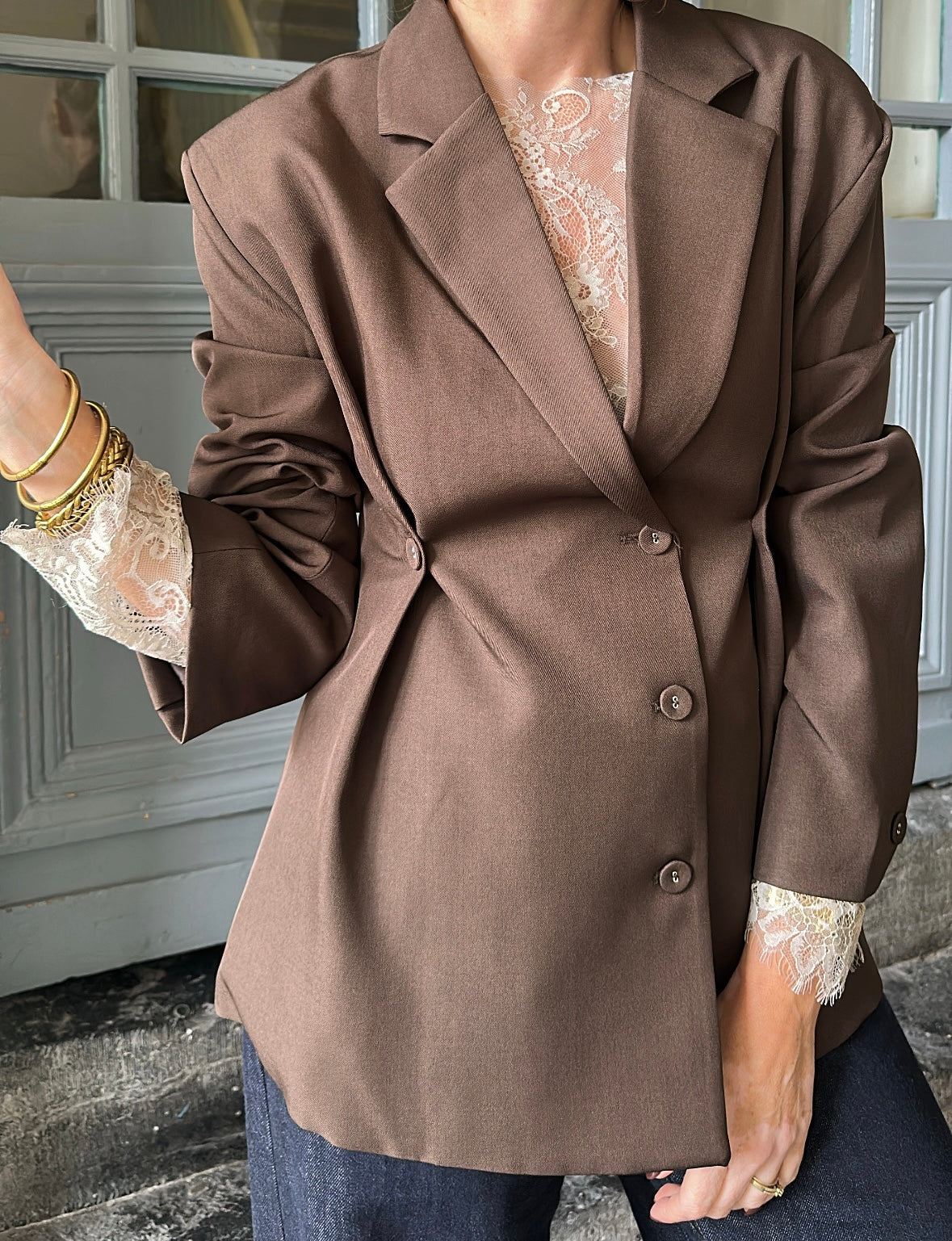 Top en dentelle GILDA Beige