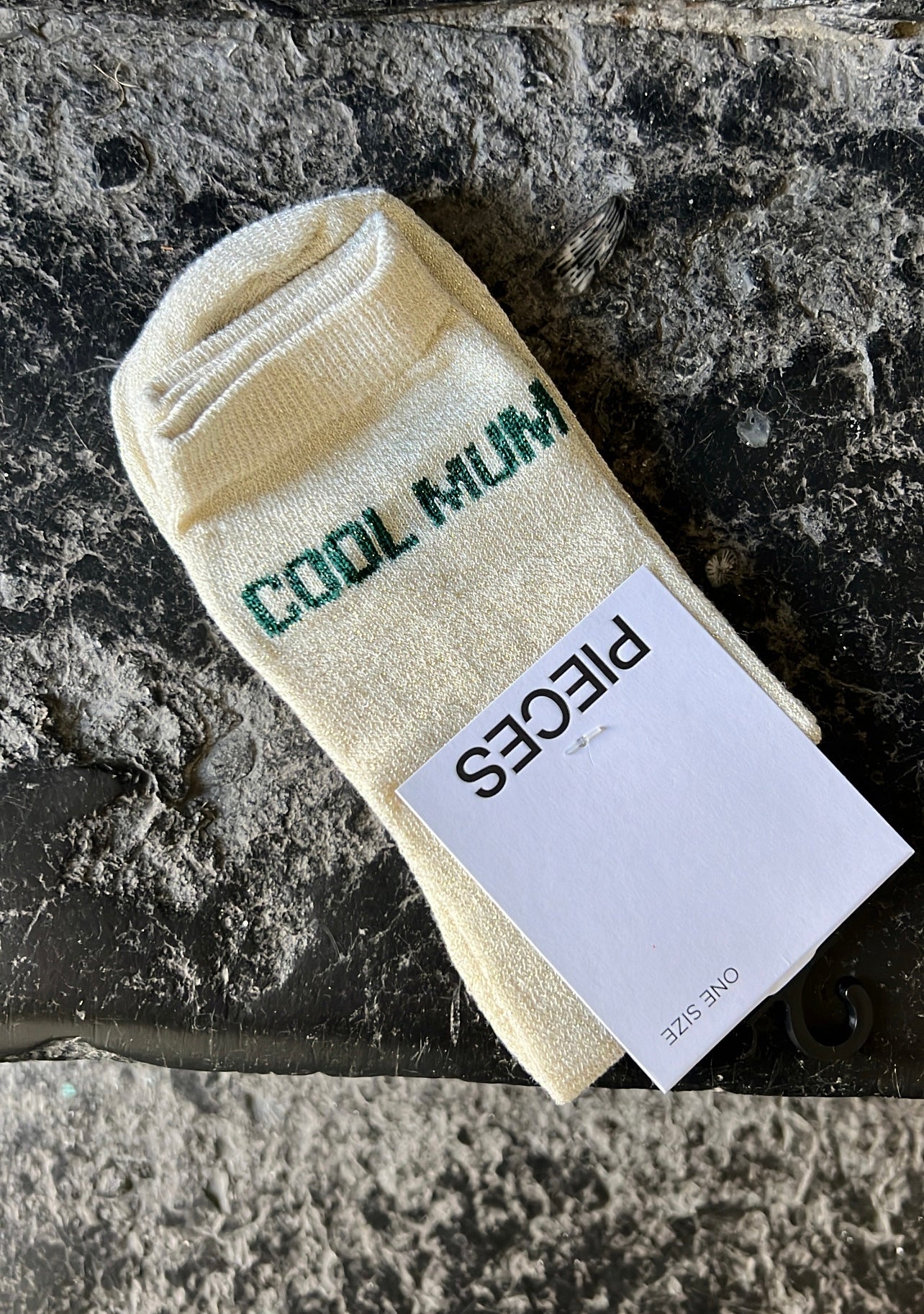 Chaussettes COOL MUM Écru/Vert sapin