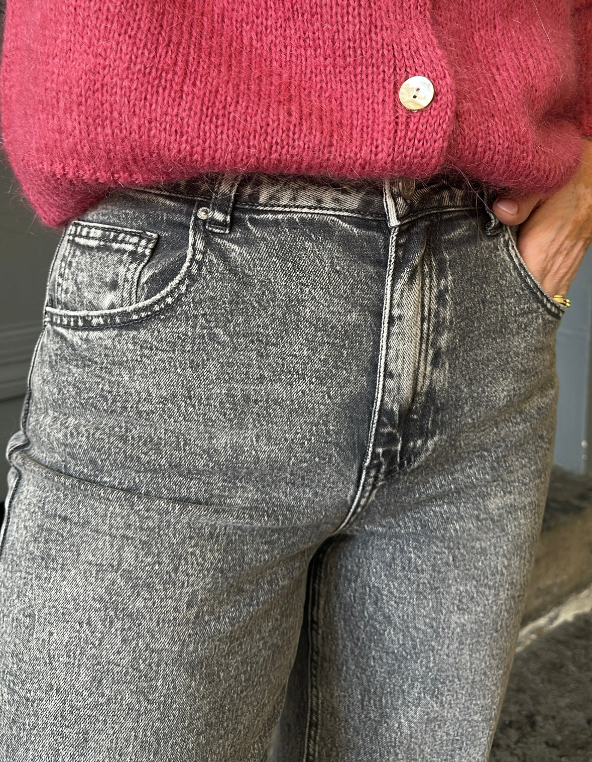 Jean Mom CARLA Gris