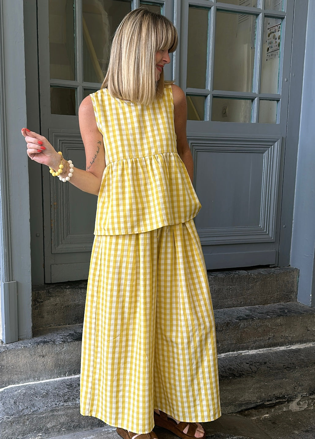 Top ESTER Jaune/Ecru