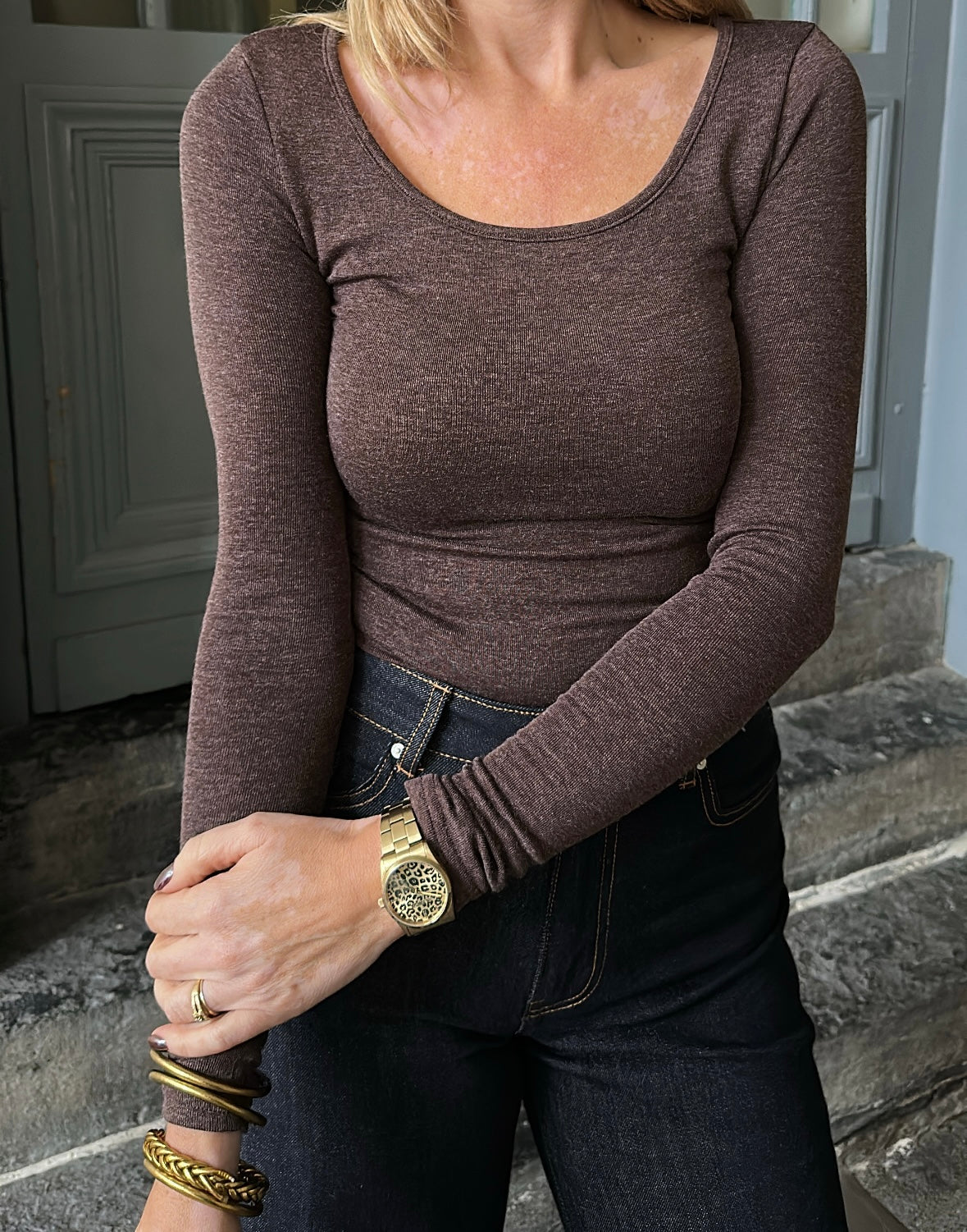 Top ZOÉ Marron Chiné