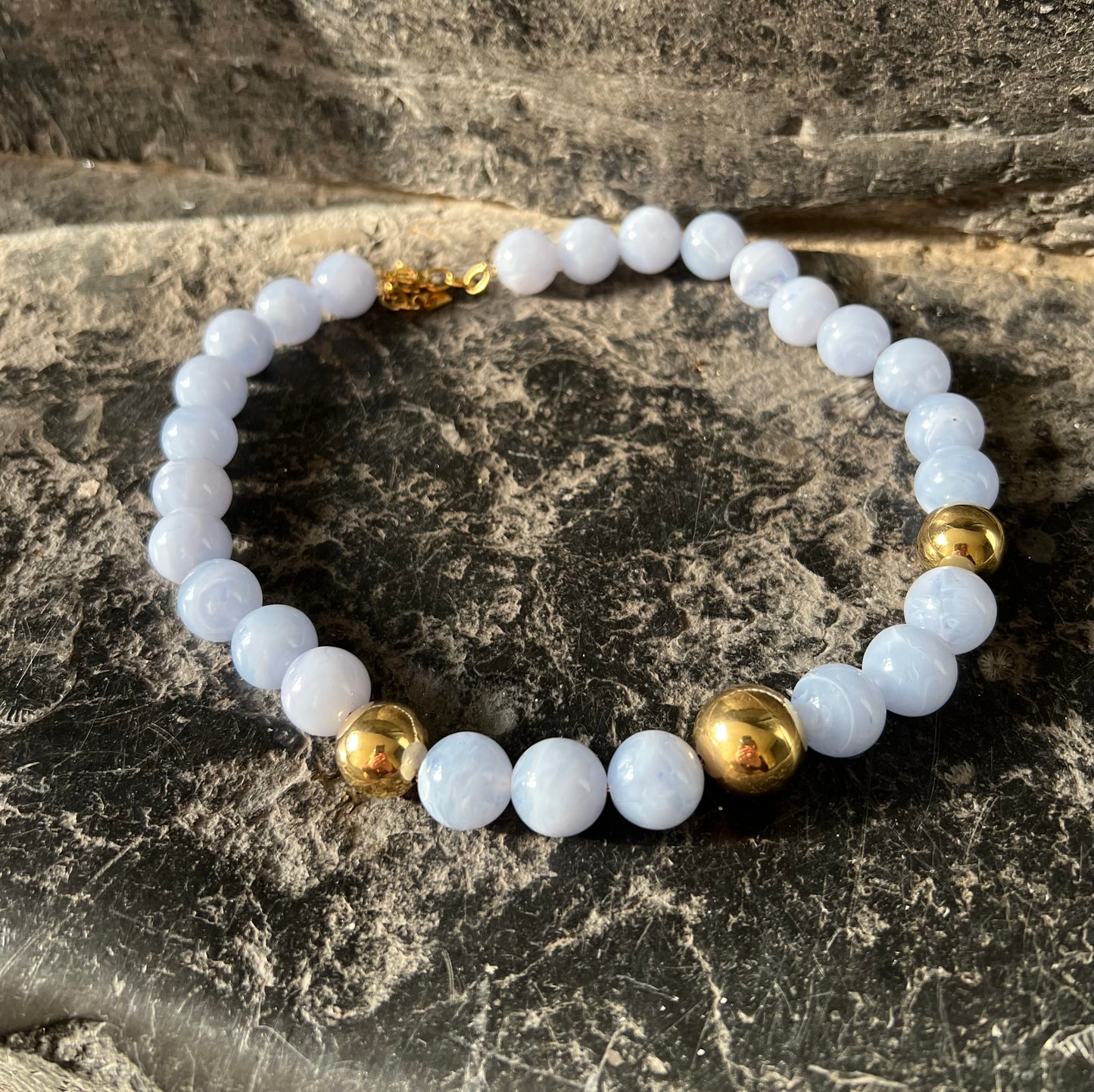 Collier IVY bleu/doré