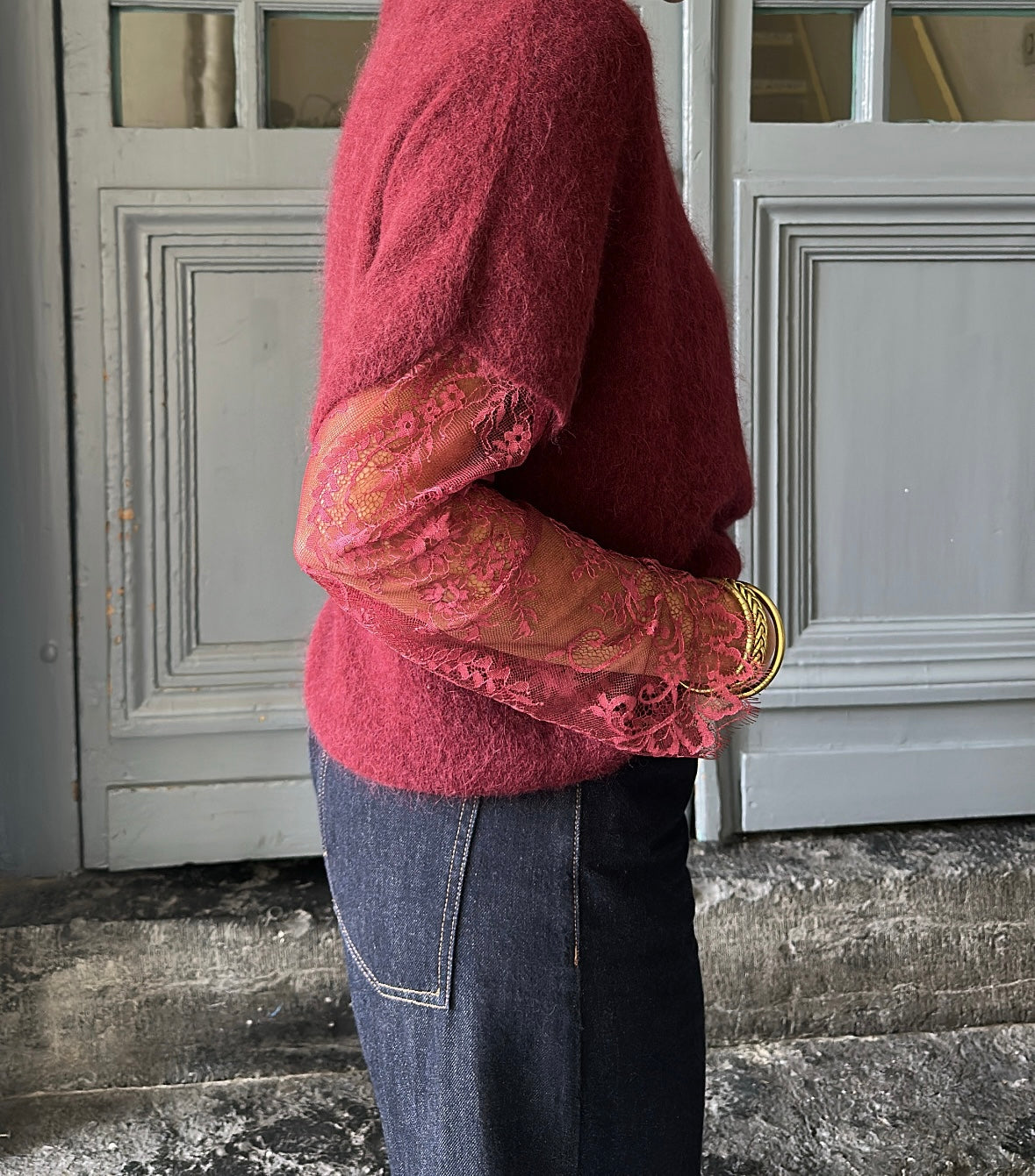Top en dentelle GILDA Bordeaux