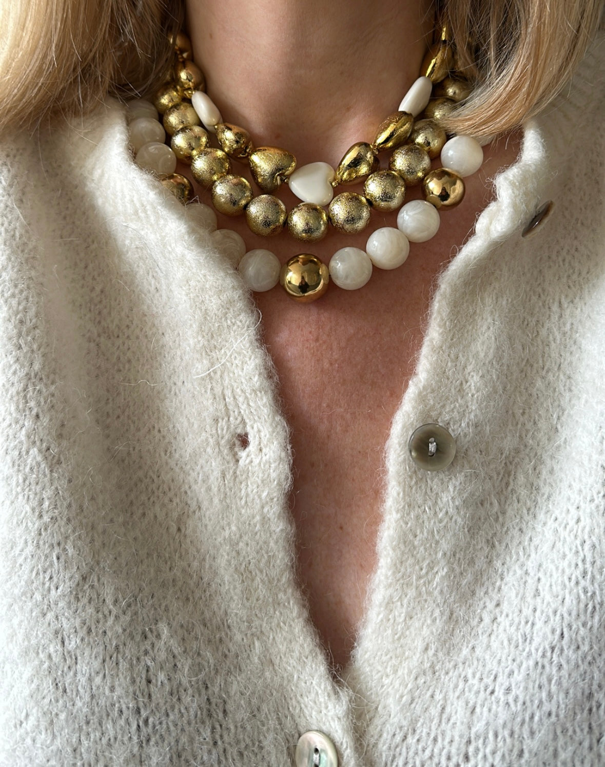 Collier IVY blanc/doré