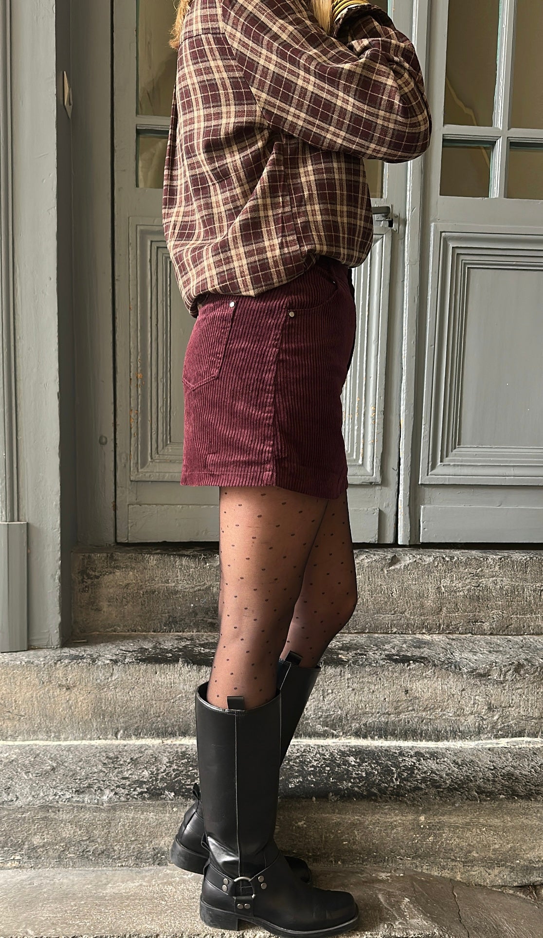 Jupe velours CASSANDRE Bordeaux
