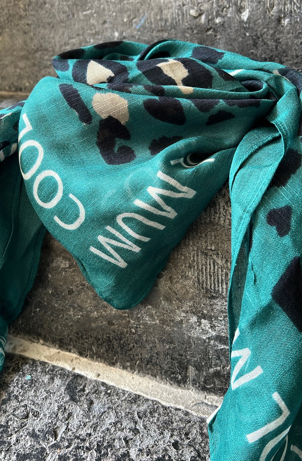 Foulard MIRANDI Vert canard/Léopard