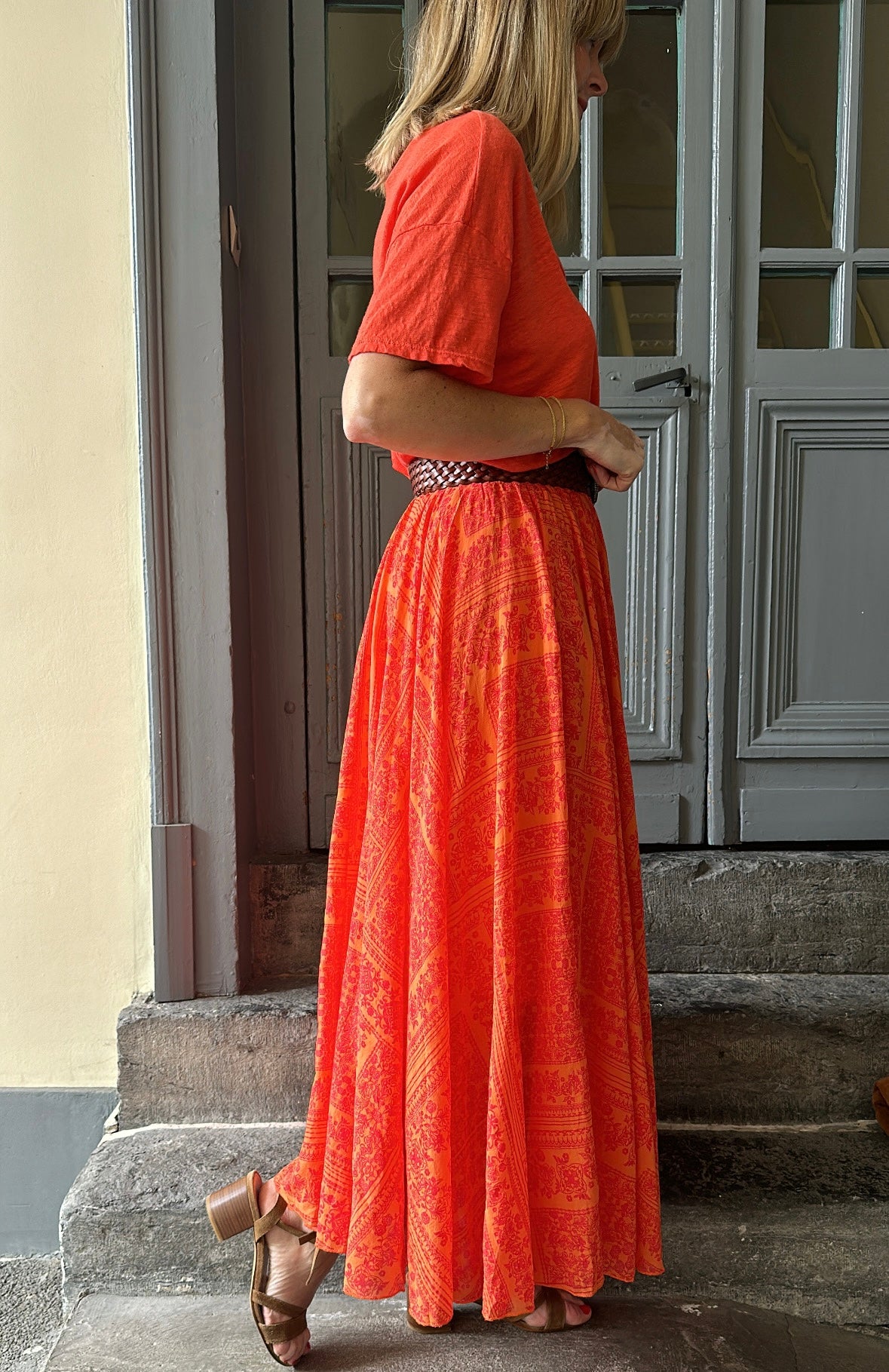 Jupe CHRISTINA Orange imprimée
