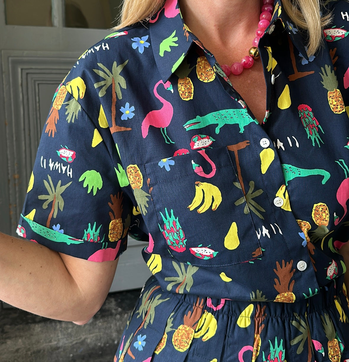 Chemise SUZANNE imprimée bleu marine