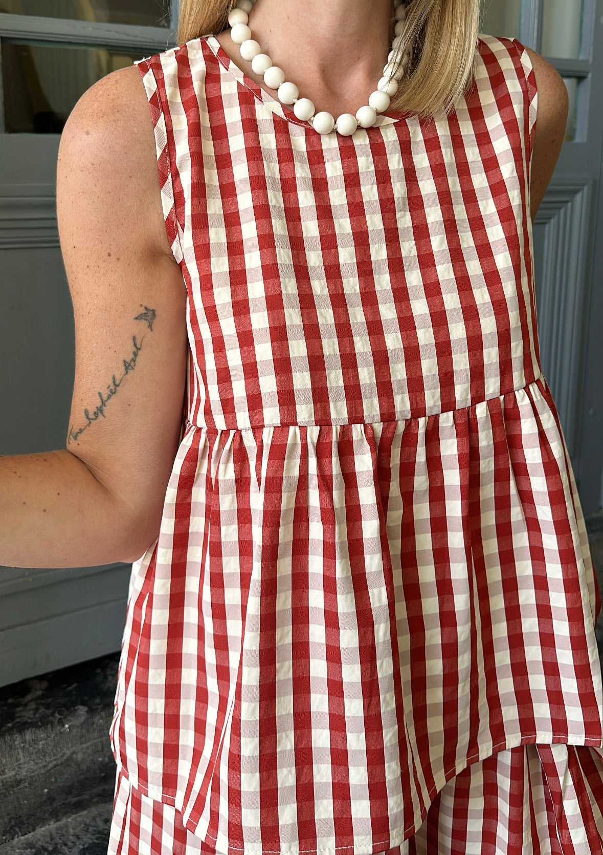 Top ESTER Rouge/Ecru