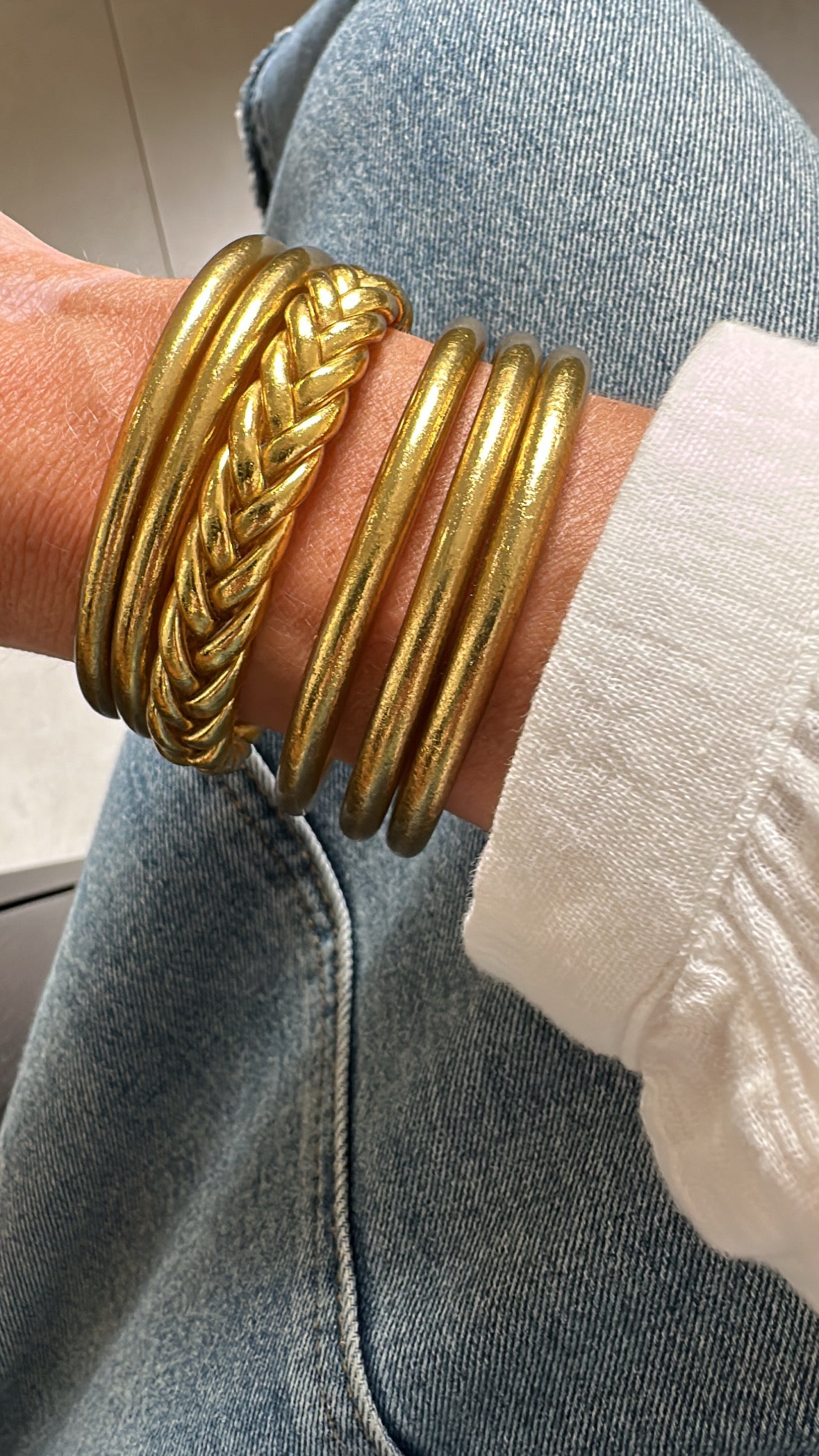 Jonc bouddhiste épais doré