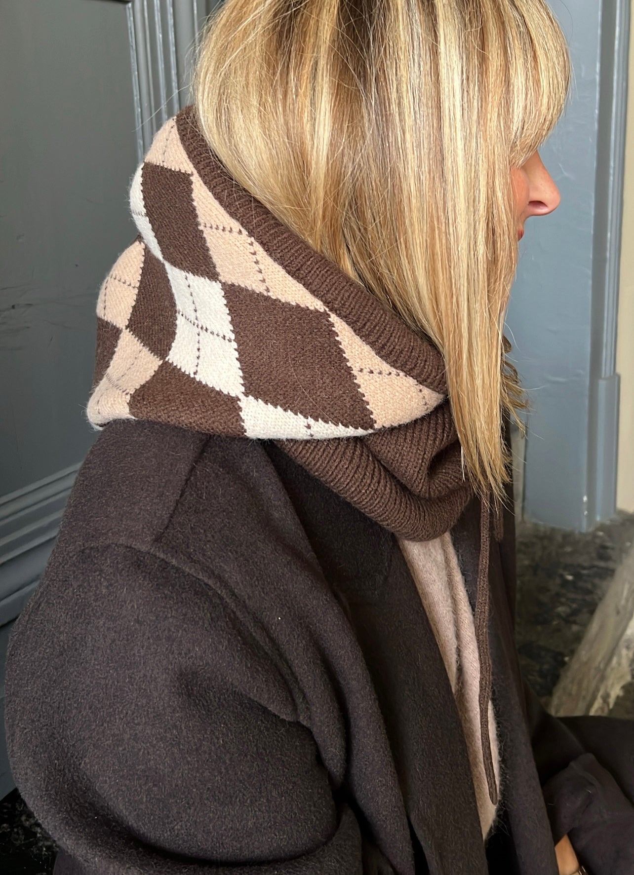 Cagoule à carreaux Marron