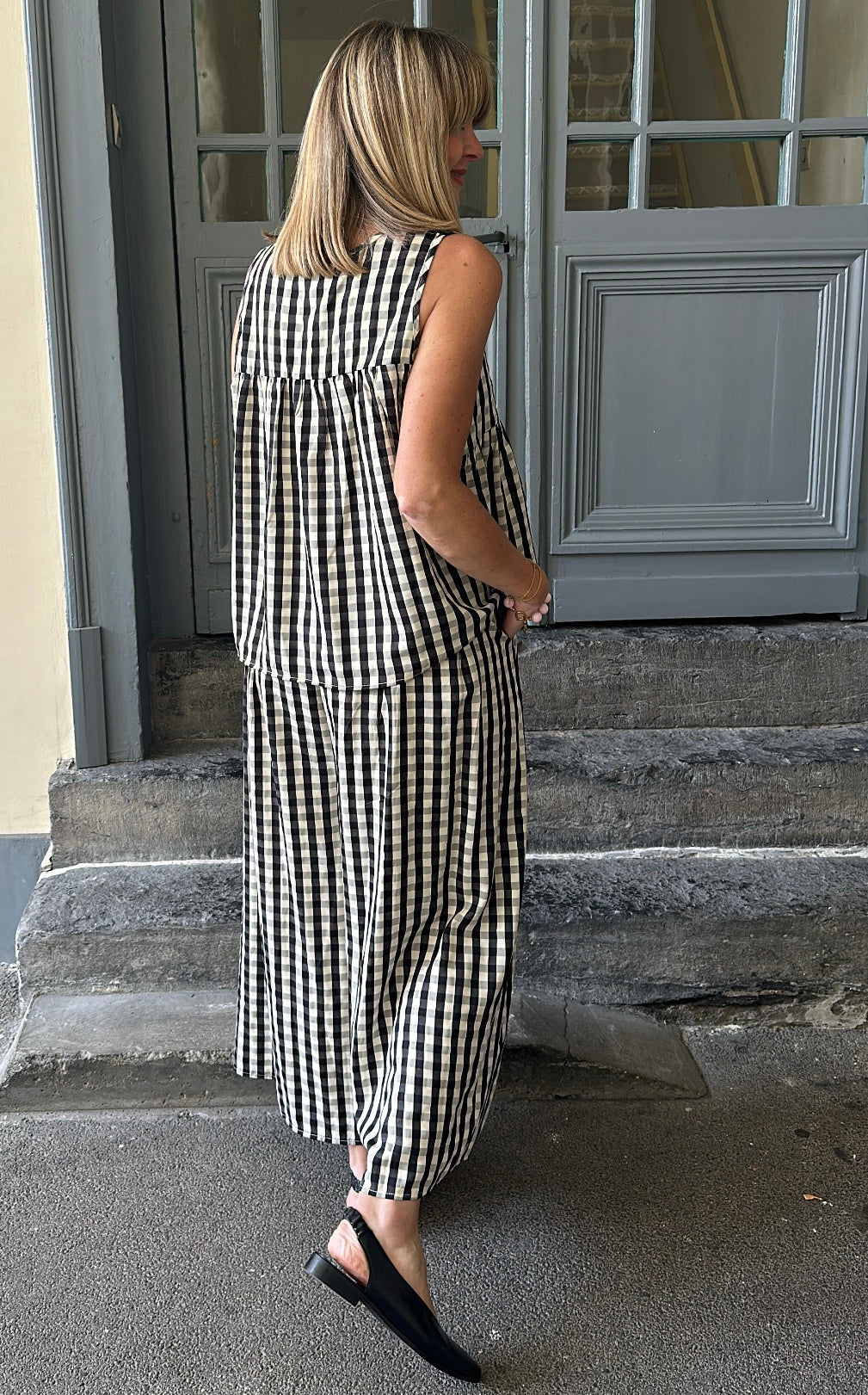 Pantalon ESTER Noir/Ecru
