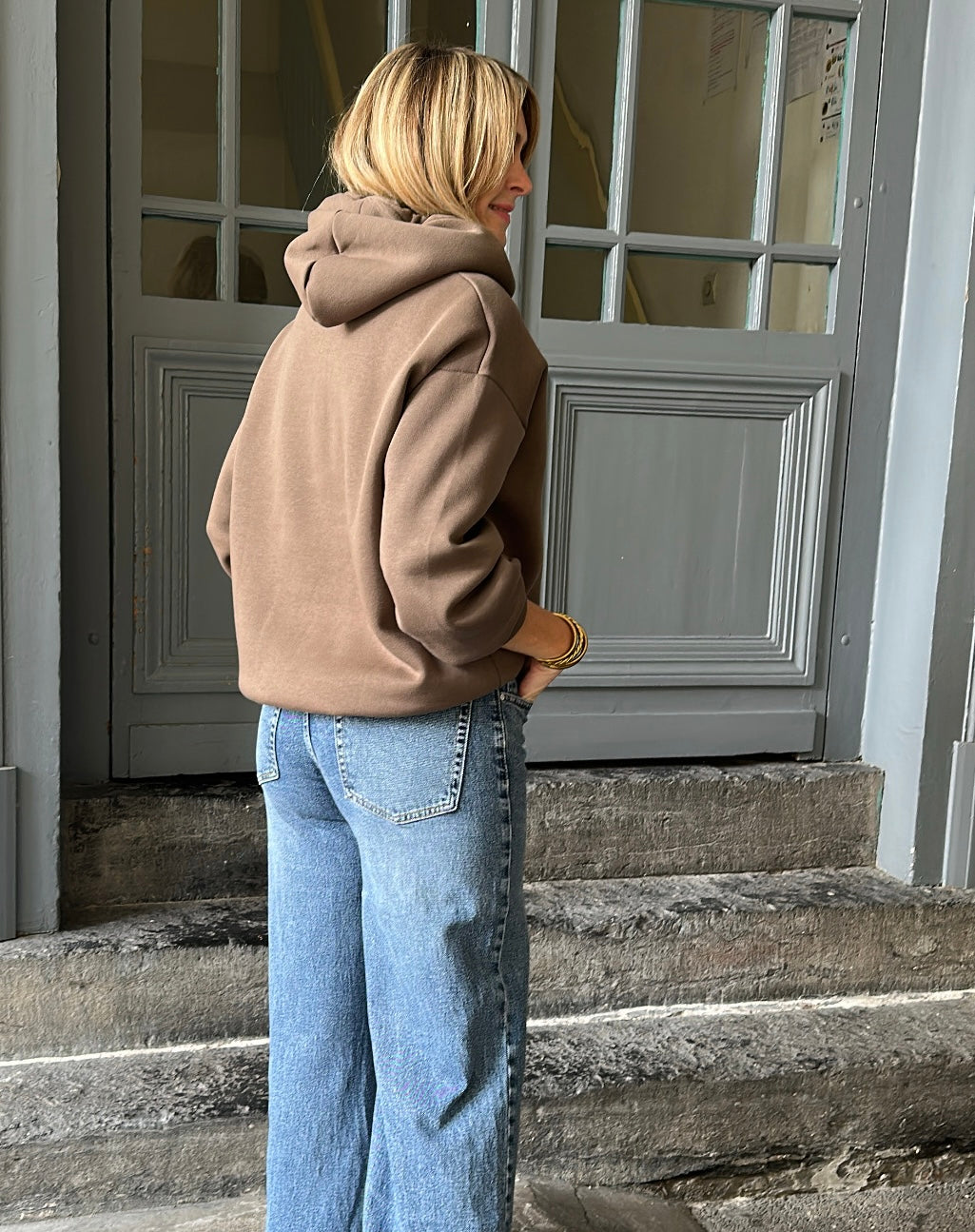 Sweat capuche ICONIC Taupe/Chocolat