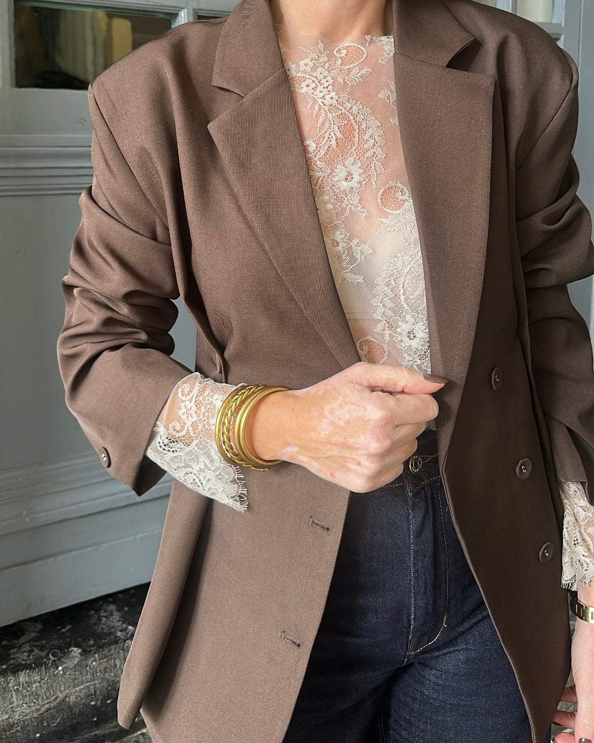 Top en dentelle GILDA Beige