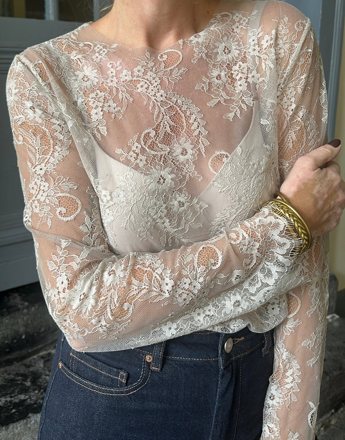 Top en dentelle GILDA Beige