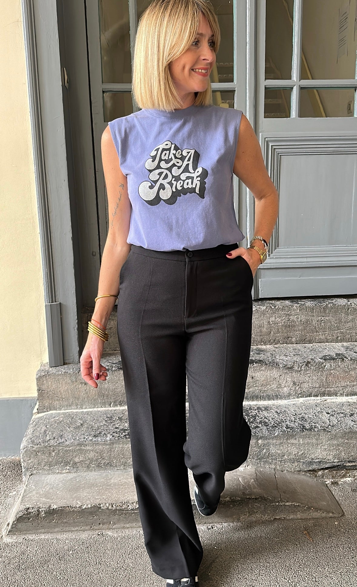T-shirt TAKE A BREAK bleu