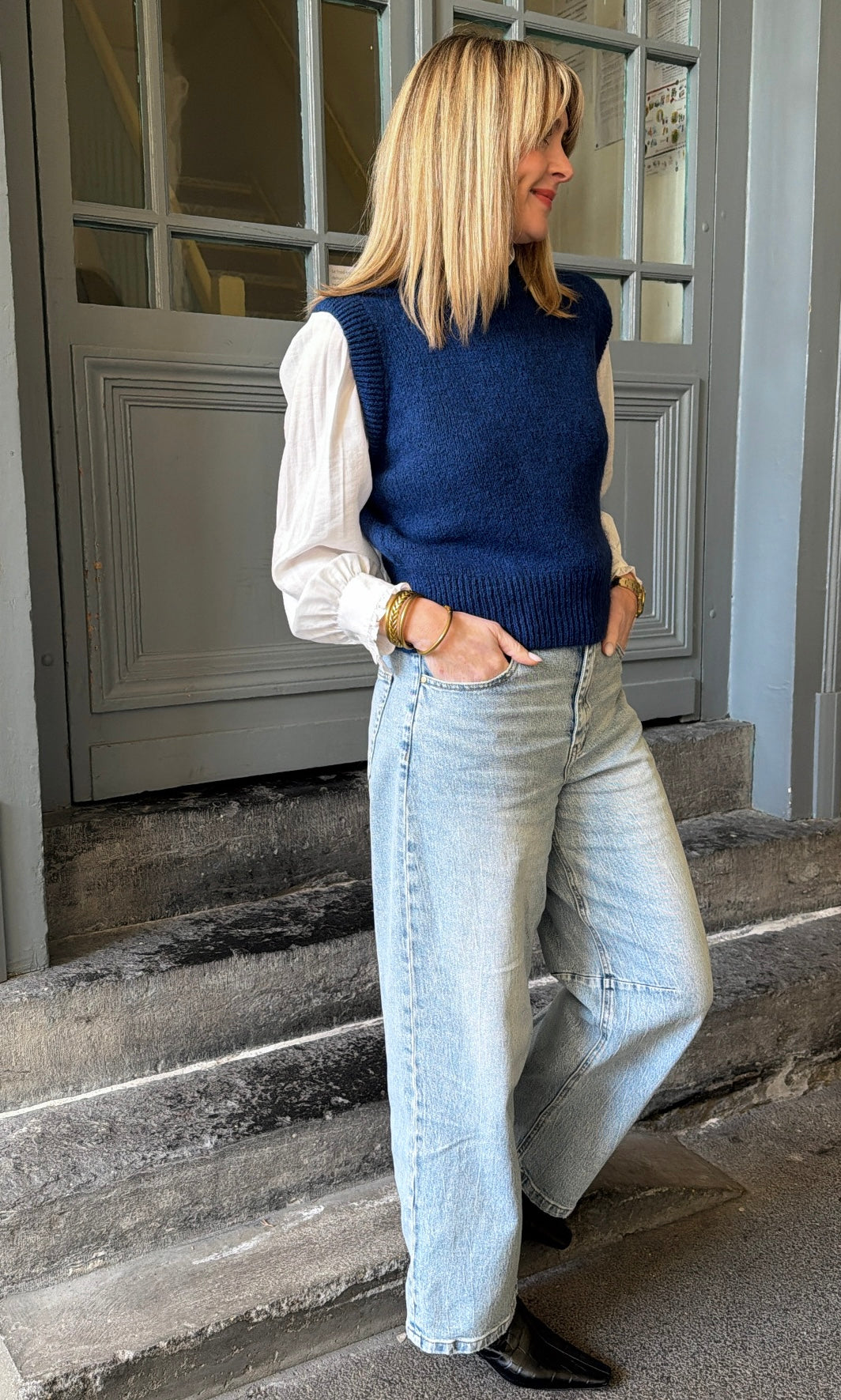 Pull LALY Bleu pétrole