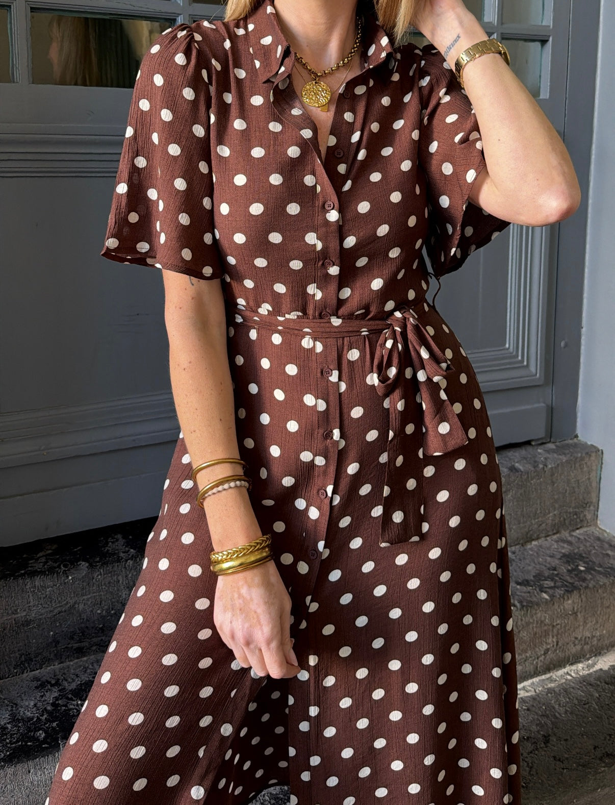 Robe ELIA Chocolat à pois