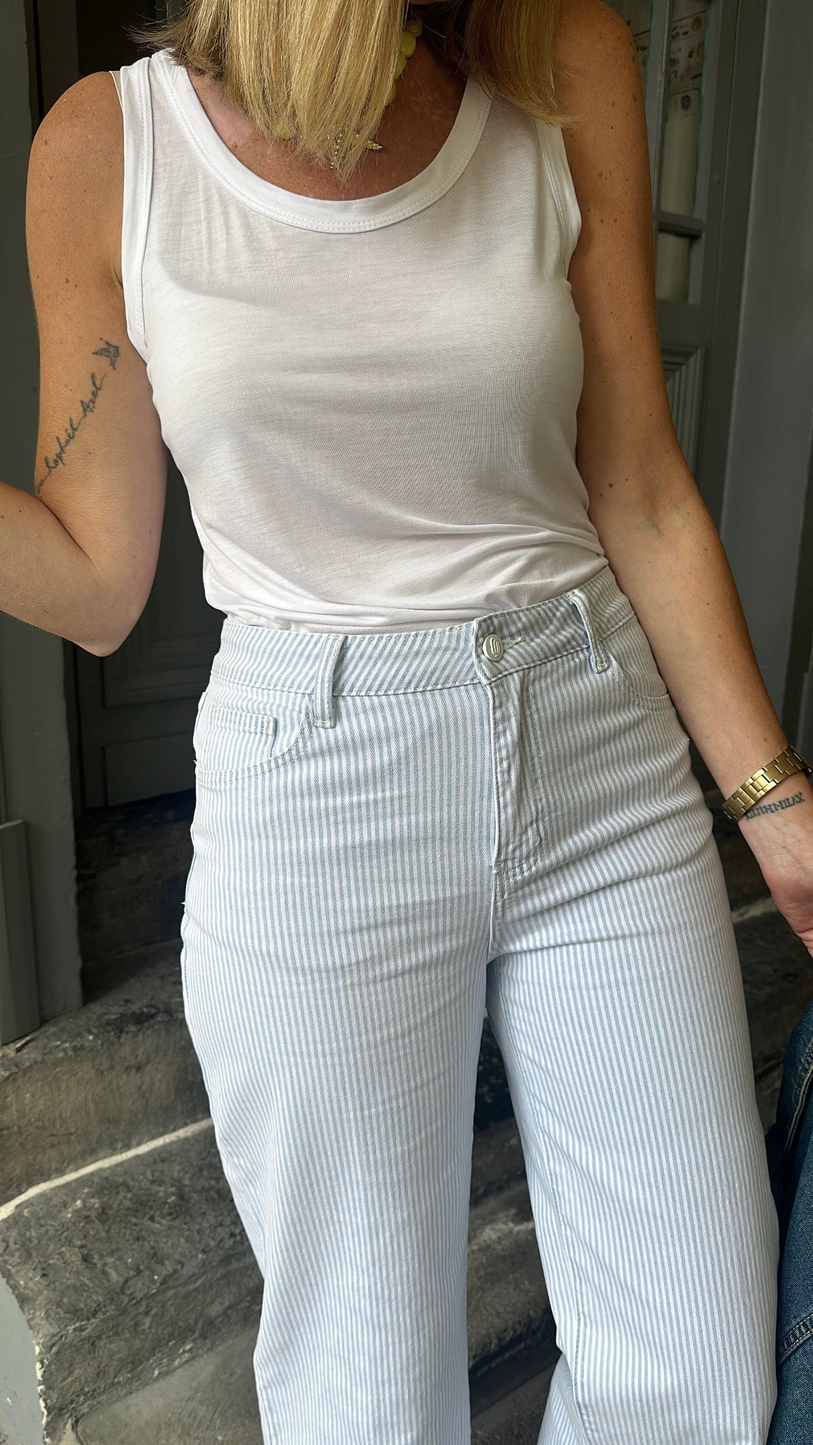 Jean Wide WINDY Rayé bleu/blanc ORAIJE