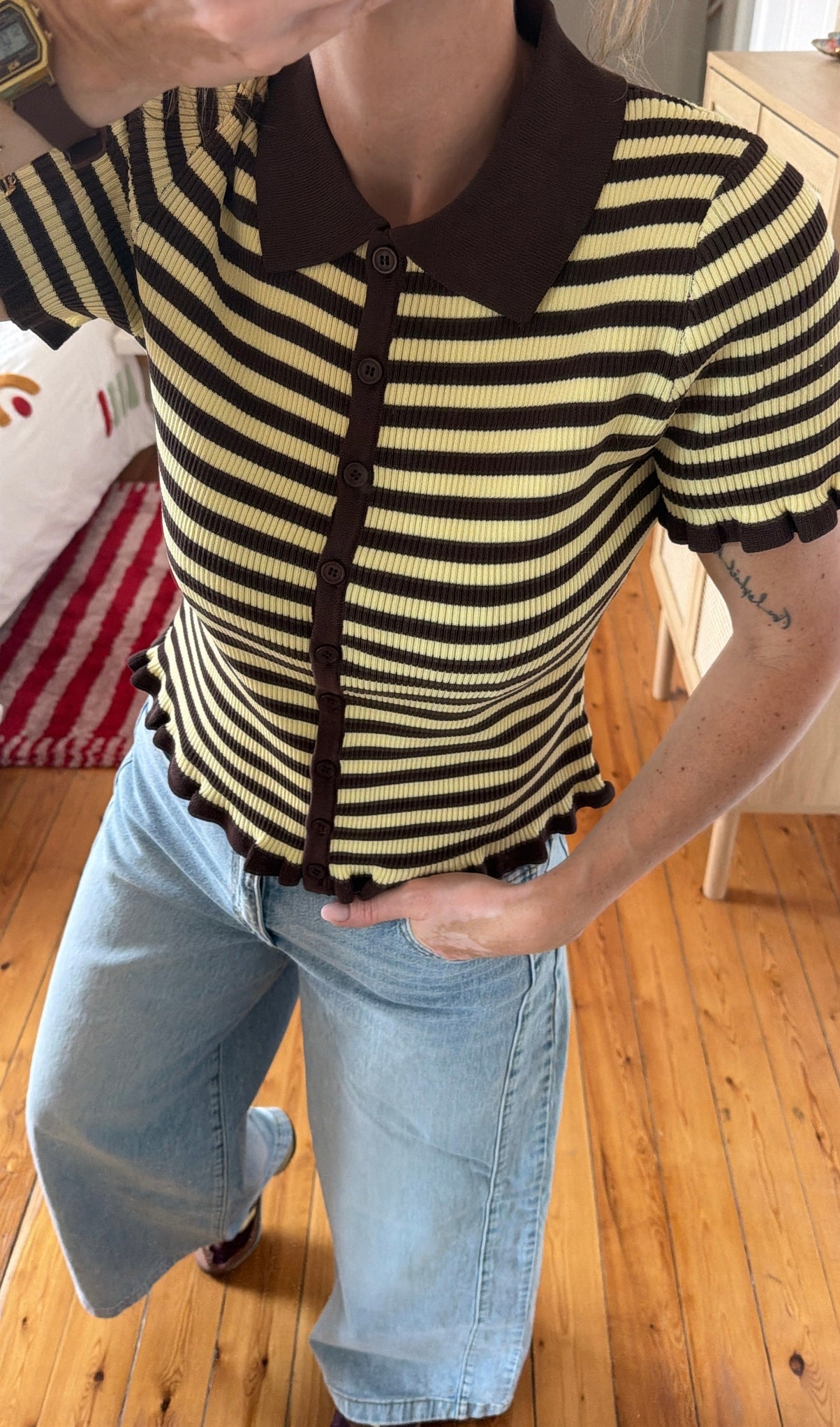 Top GASPARD Jaune/Chocolat