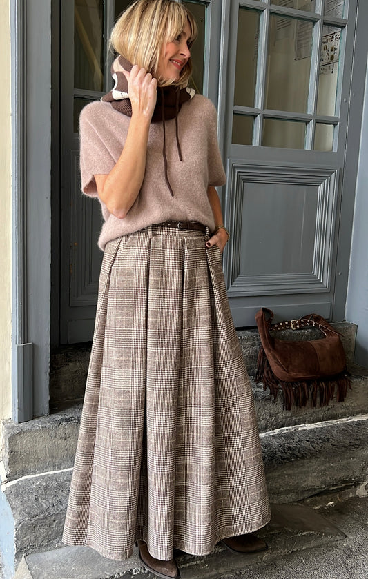 Pantalon EMY Prince de Galles Marron