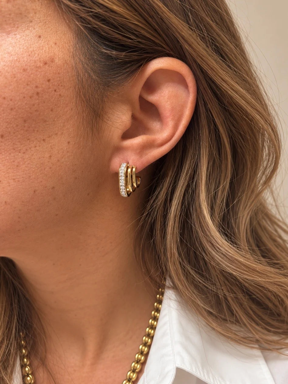 Boucles d’oreilles Songül – Acier inoxydable doré