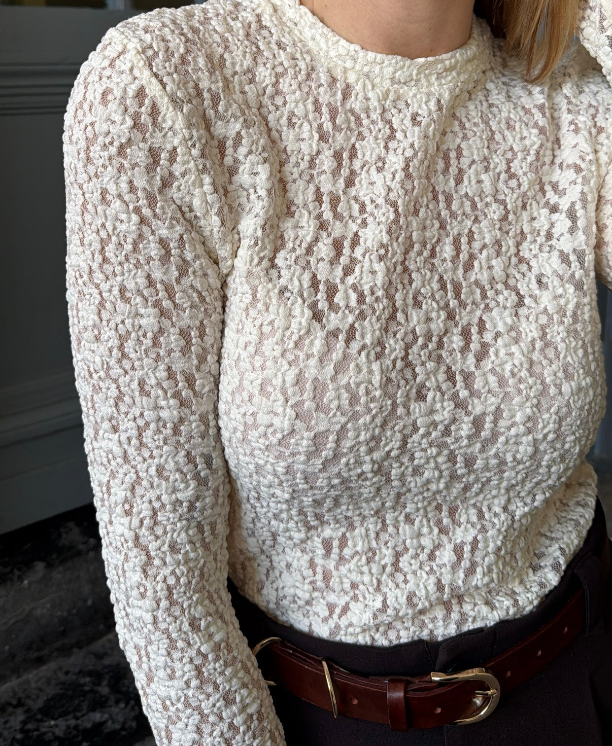 Top en dentelle KALY Écru