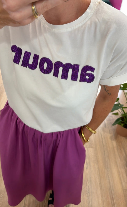 T-shirt AMOUR Blanc/Violet