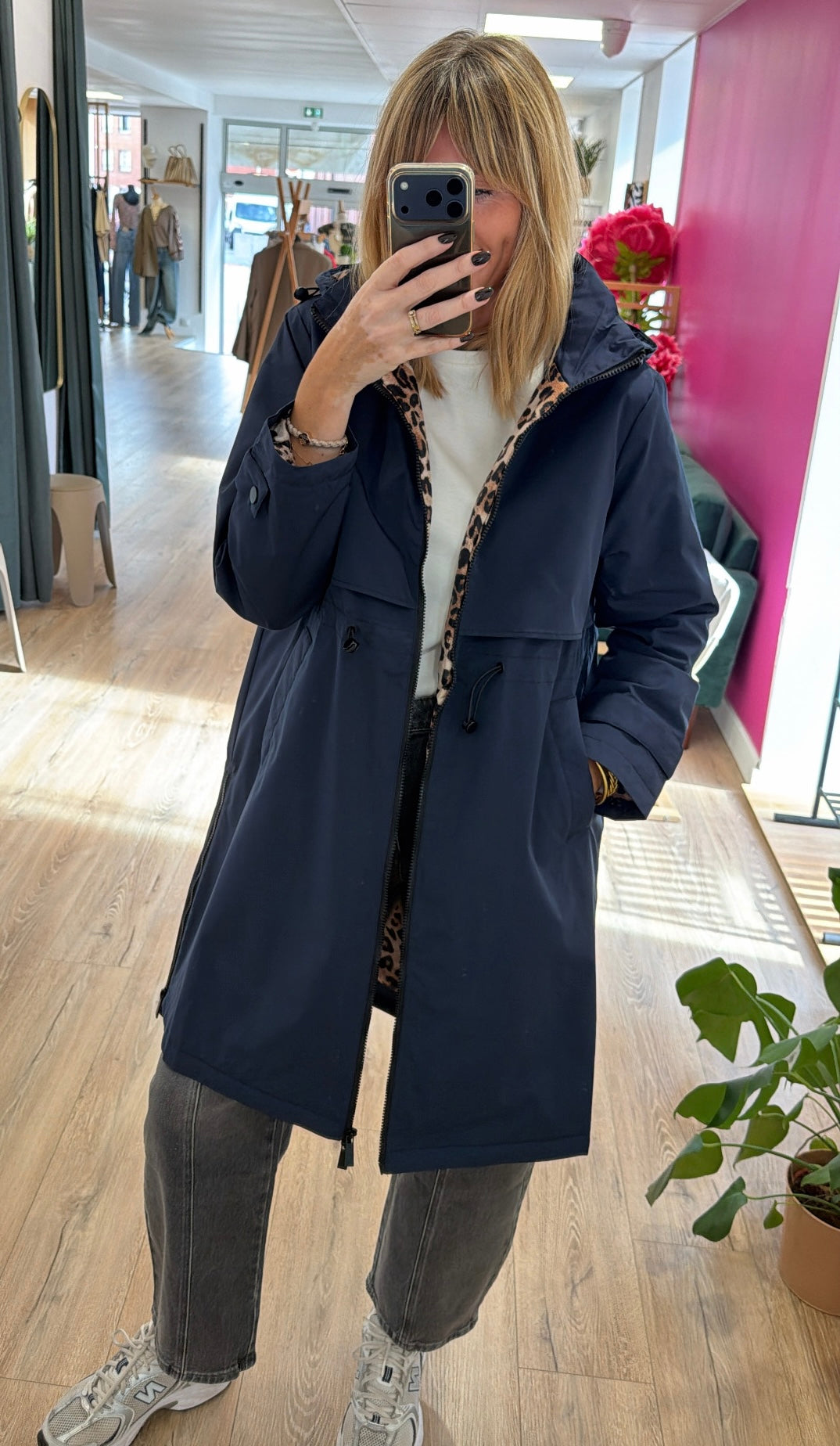 Imperméable NICOLAS Bleu marine/Léopard