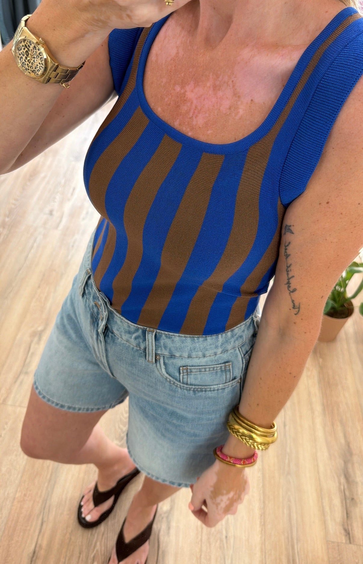 Top ARIANE Chocolat/Bleu