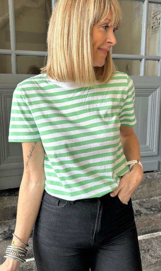 T-shirt RIA Green/Bright White PIECES