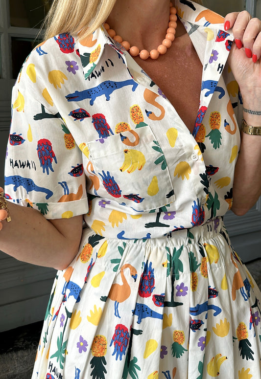 Chemise SUZANNE imprimée blanche