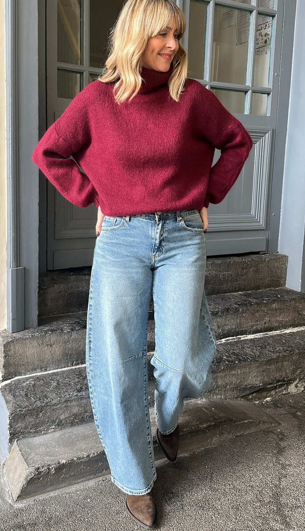 Pull col roulé NATHAN Bordeaux