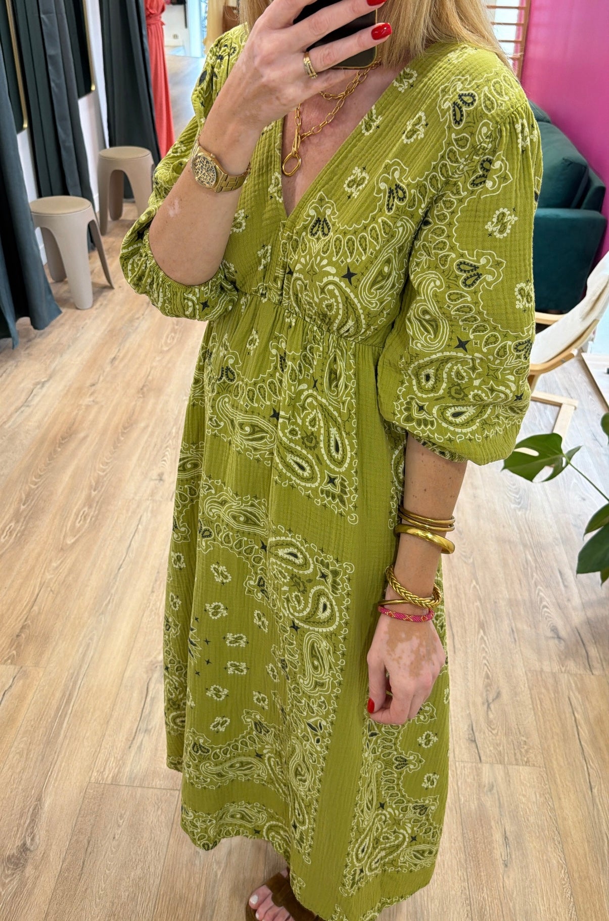 Robe THEA Vert Anis