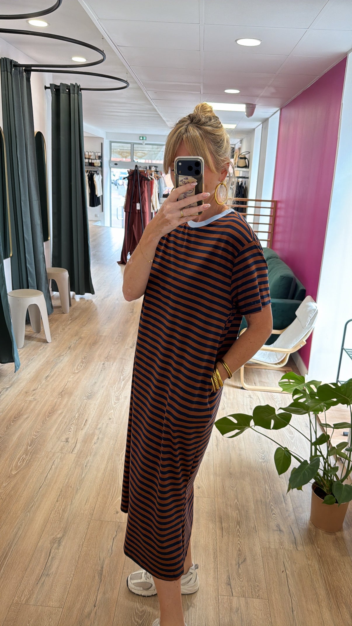 Robe t-shirt MAEVA Chocolat/Bleu
