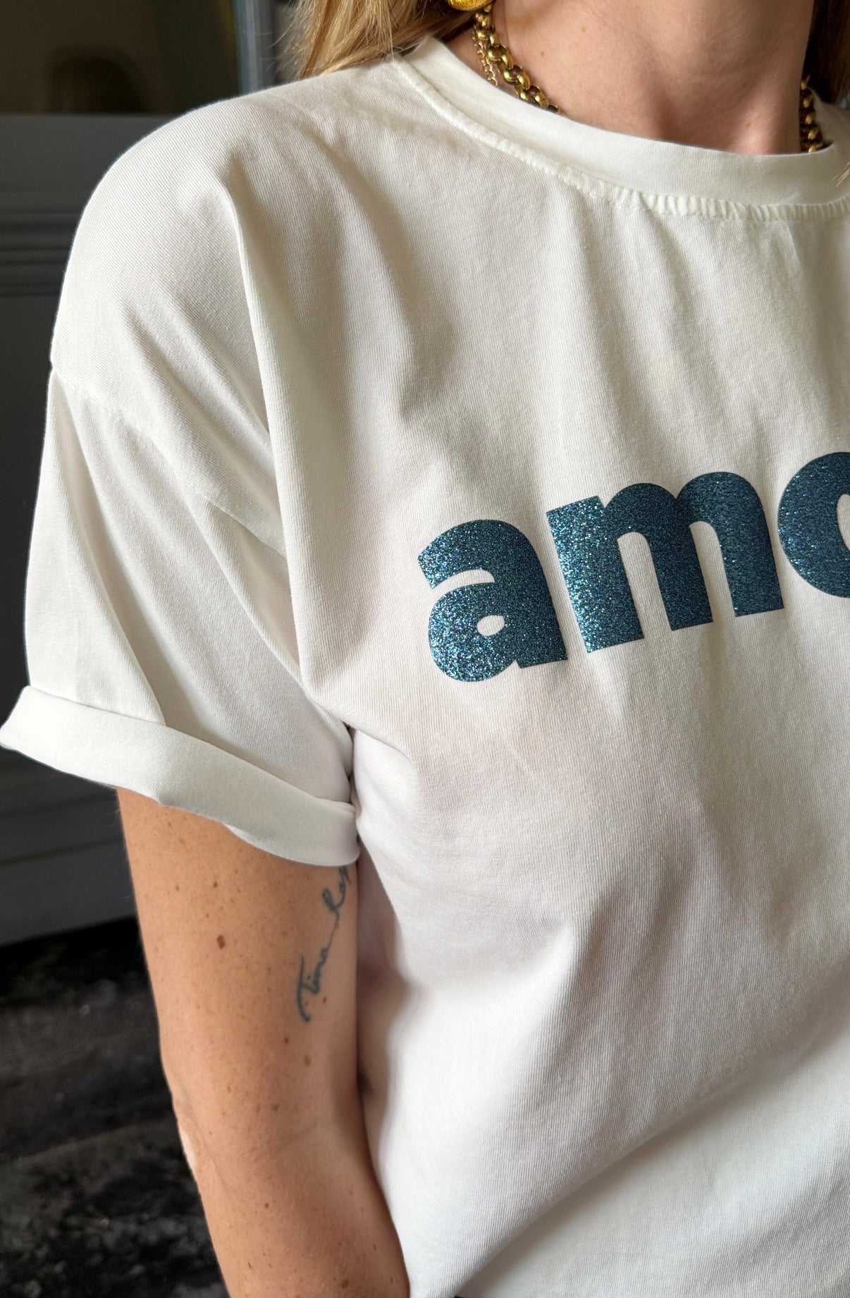 T-shirt AMOUR Blanc/Bleu
