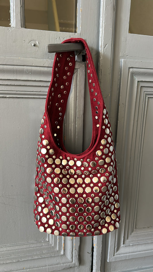 Sac clouté CHESTER Bordeaux