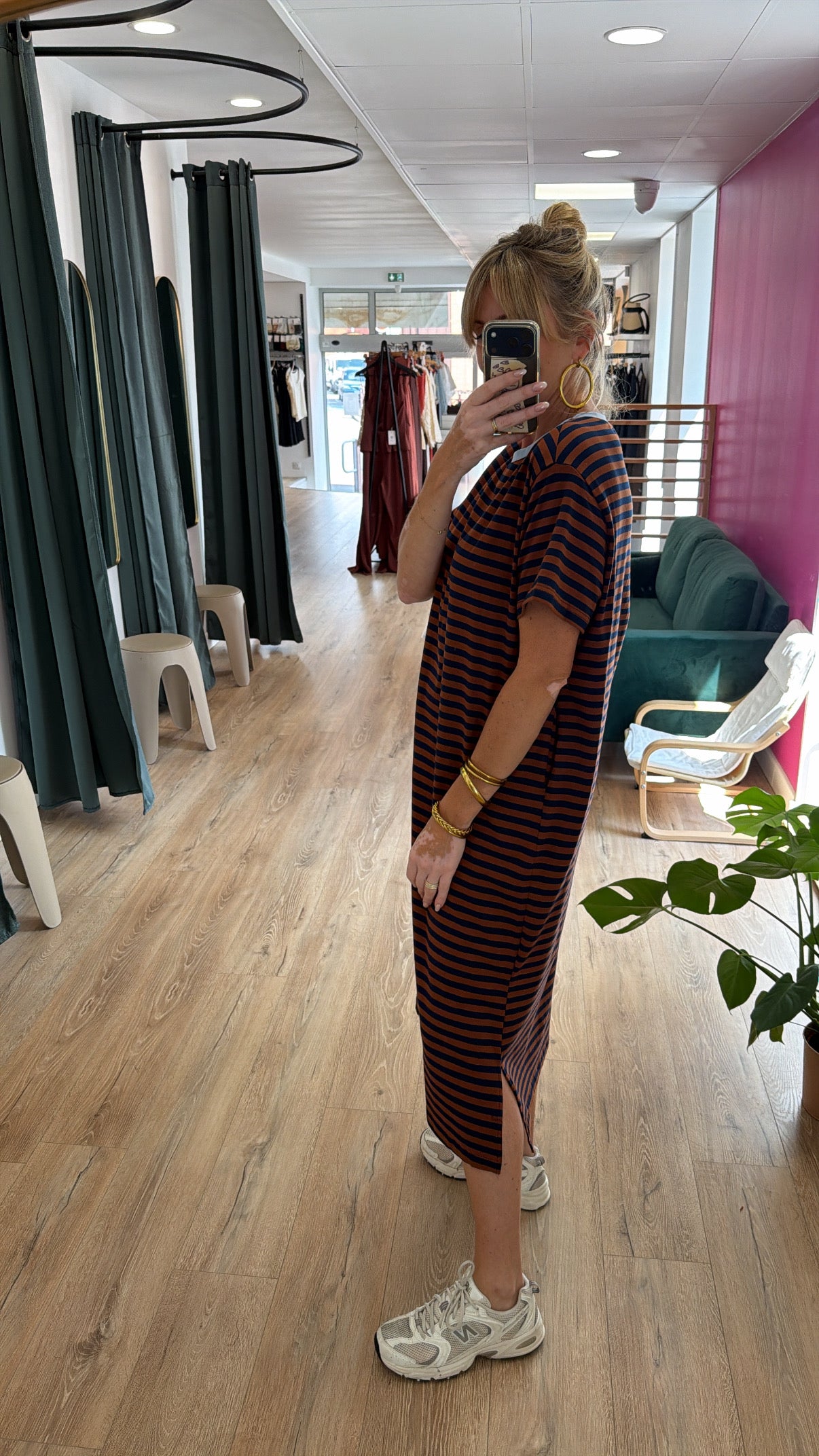 Robe t-shirt MAEVA Chocolat/Bleu