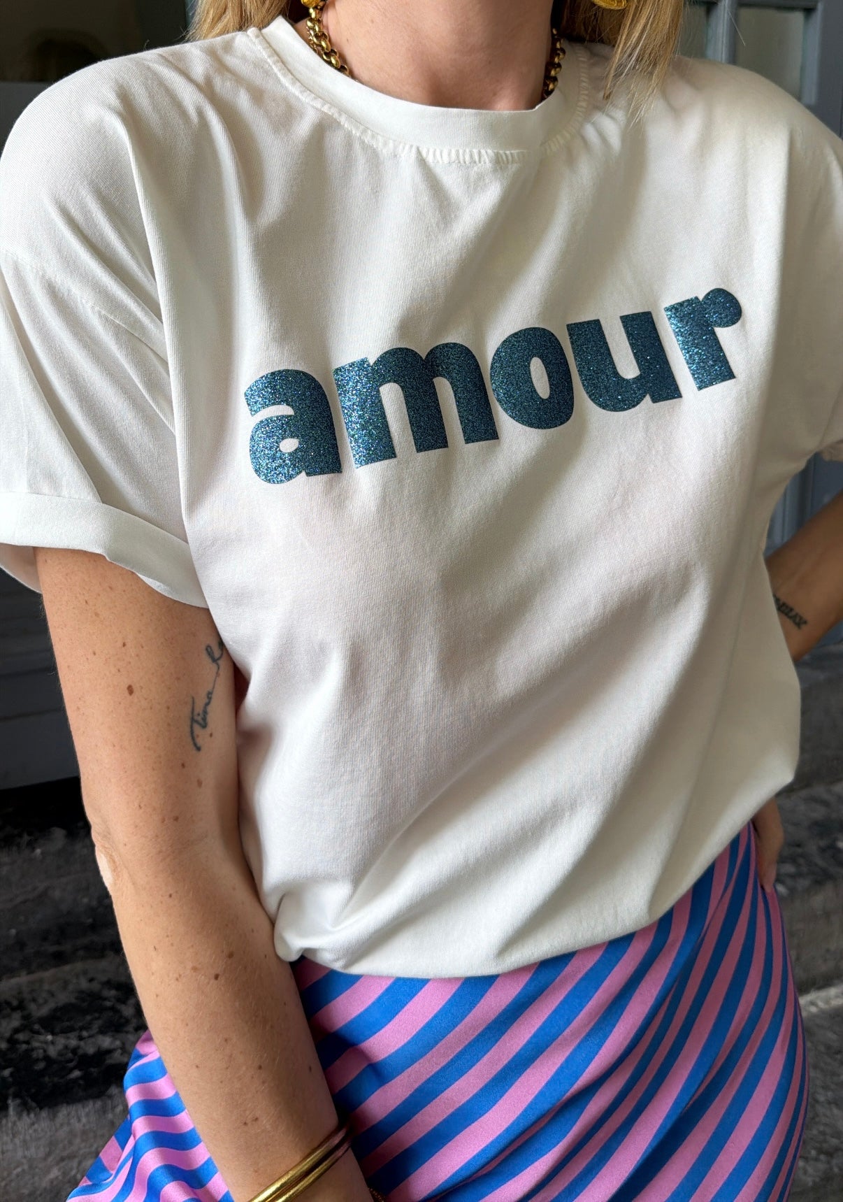 T-shirt AMOUR Blanc/Bleu