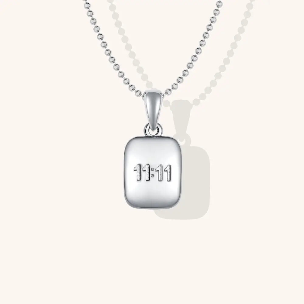 Collier talisman 11:11 argent