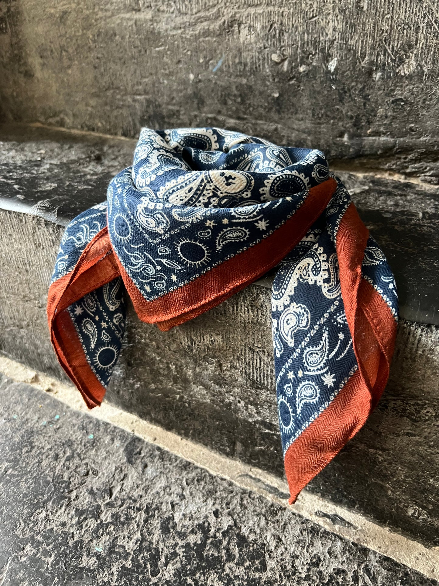 Foulard IPHIGÉNIE Bleu/Terracotta