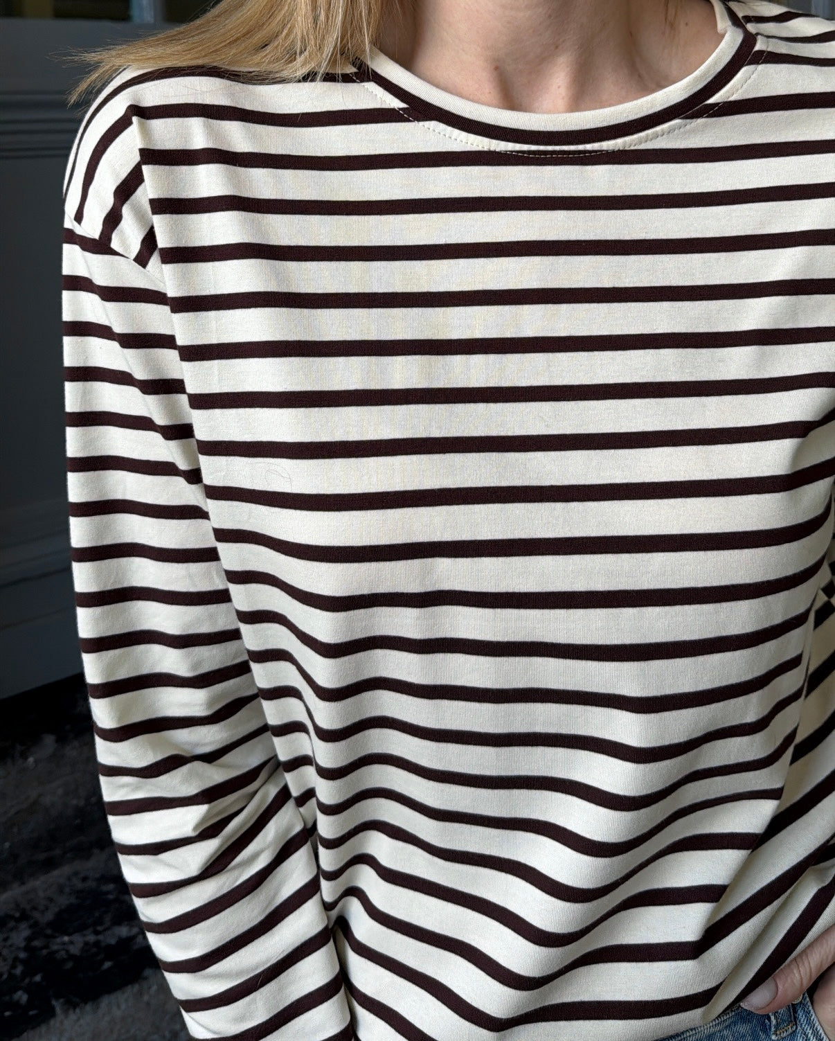 Top SYBILLE Écru/Chocolat