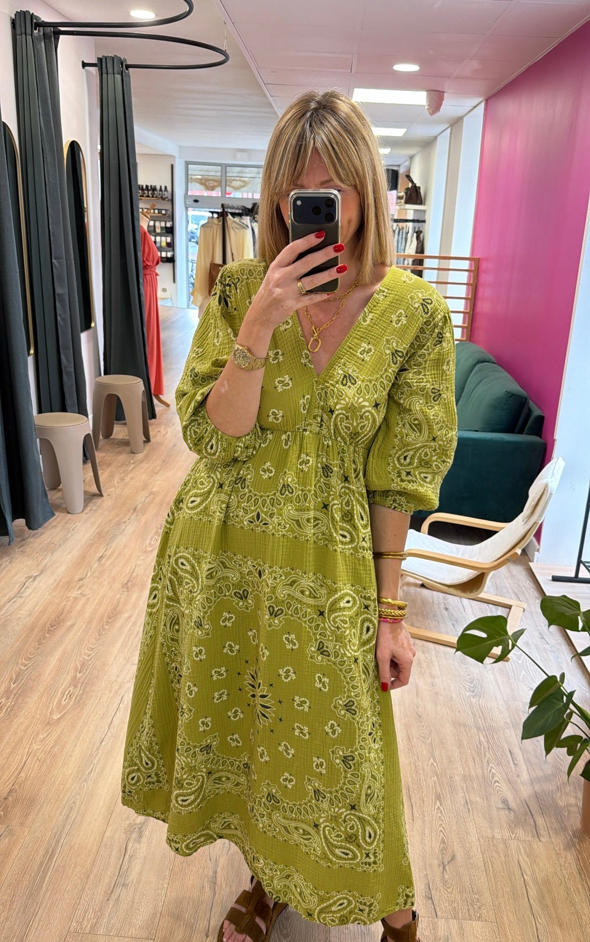 Robe THEA Vert Anis