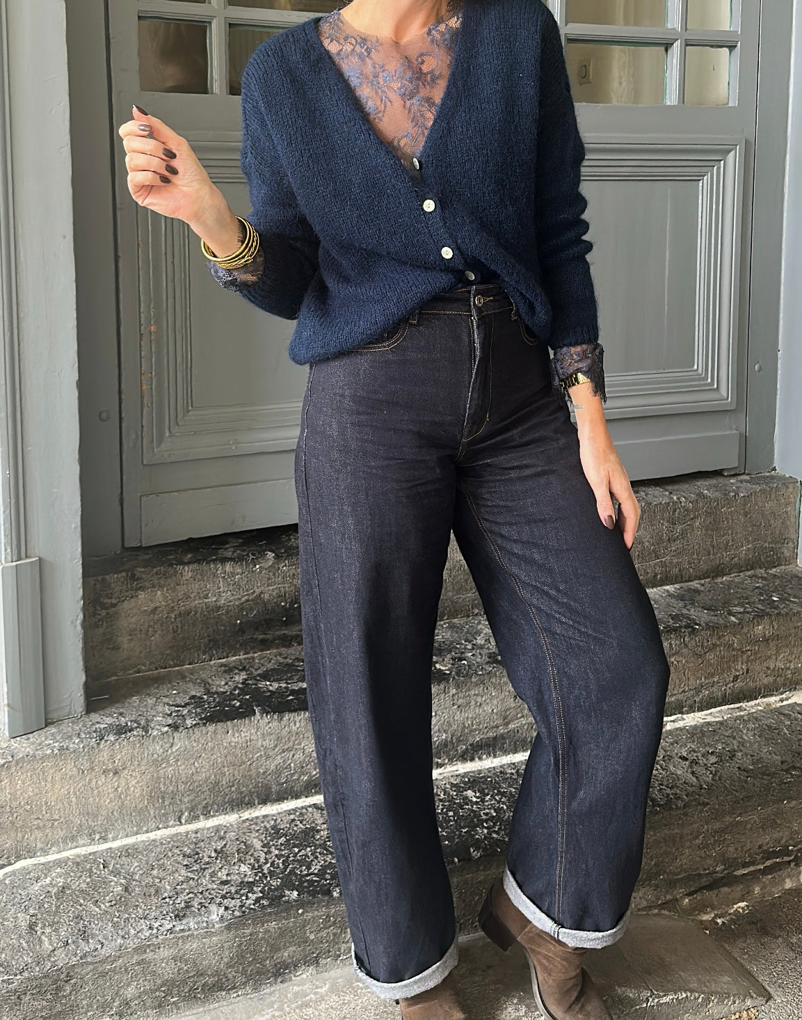 Top en dentelle GILDA Bleu