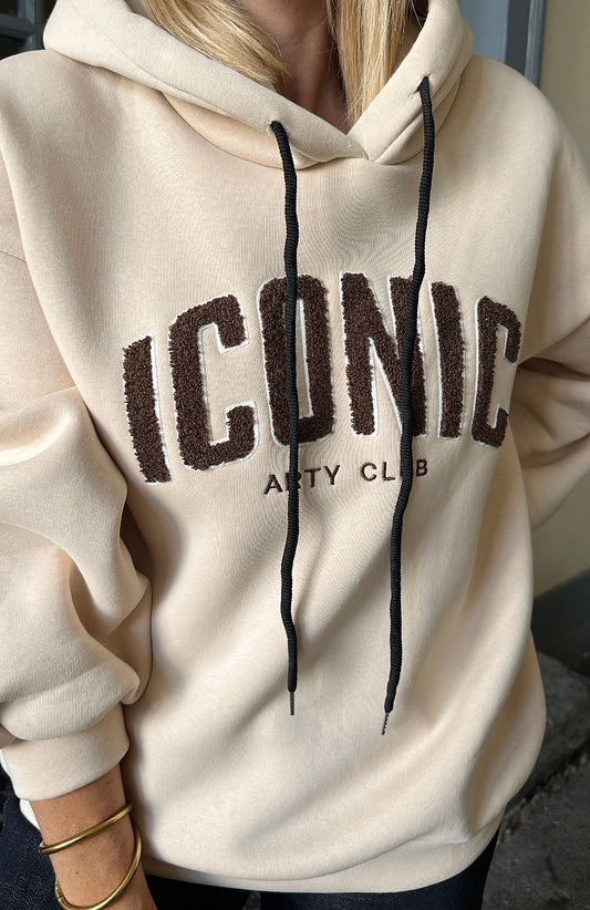 Sweat capuche ICONIC Beige/Chocolat