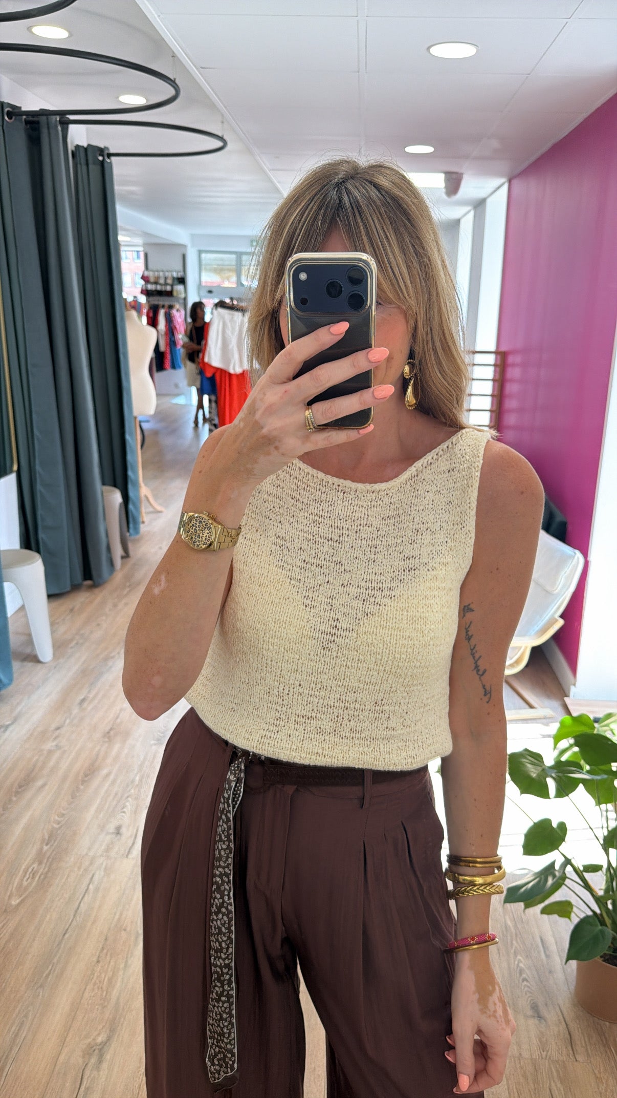 Top CARLA Écru