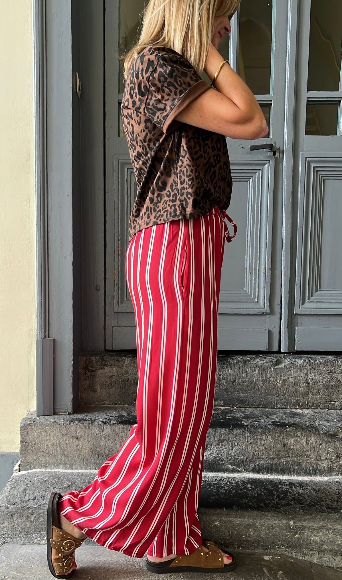 Pantalon JANE rouge /blanc